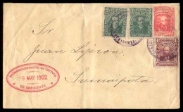 BOLIVIA. 1902(29 May). Cochabamba To Samaipasa. 5c Red Stat.envelope+3 Adtls, Lilac Cancel, Oval Red Ds Oval Alongside.  - Bolivie