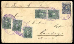 BOLIVIA. 1903(May 27). Cochabamba To Germany (9 July). Via Tupiza And Buenos Aires.10c Blue/cream Stat.envelope + 5 Adts - Bolivie