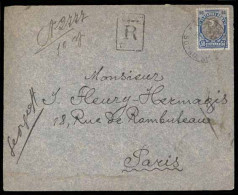 BULGARIA. 1908. Registered Cover To Paris Franked By 1901 50st Blue & Brown Tied By Sophia Cds With Registration Cachet  - Altri & Non Classificati