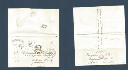 CHILE. 1864 (Nov 16) Valp - USA, NYC (Dec 15) EL Full Text Via BPO + Panama (Dec 5) On Front + Mns Charge British 1sh +  - Chile