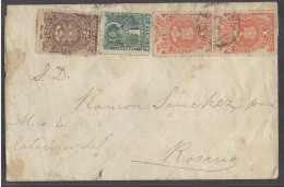 CHILE. C.1897. Tacna (?) - Rosario Station. Env Circulate With Mixed Fkg Incl 3 Fiscal Stamps 5c Rate. Most Unusual Comb - Cile