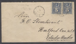 CHILE. 1889 (11 July). Serena - USA (19 Aug).fkd Env 5c Blue Perce Pair Cds. Fine. - Chile