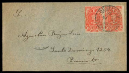 CHILE. 1900 (29 Dec). Santiago Local Fkd Env With 2 Provisional Period Fiscals 1c Red X2 / Cds. VF. - Cile