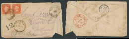 CHILE. 1876. Talcahuano - USA. Fkd Env. 5c Pair Tied, Via Panama, Callao BPO Valp + NY / 19c + 12c. Roughly Opened. Usef - Chile