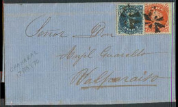 CHILE. 1870 (17 Mayo). Chañanal - Valp. EL Full Text Fkd 5c + 10c Cancelled Flower Leaves. Fine. - Cile