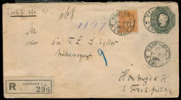 CHILE. 1896. Sant - Germany. Registered Stat Env + Adtl. - Cile