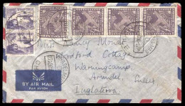 CHILE. 1956 (27 Aug.). Viña Del Mar To UK. Airmail Envelope Franked 40 Pesos (x4) + Otra. 170 Pesos Rate. Top Value / Hi - Cile