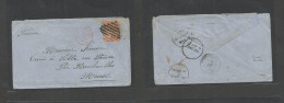 BURMA. 1884 (6 May) Prome - France, Meuse (4 July) Via Bombay, Sea PO. Single 3a Orange - Brown Fkd Env, Tied Grill + Mn - Birma (...-1947)