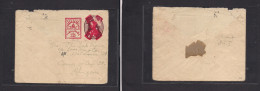 BURMA. C. 1943. Japanese Occup. Red Ovptd. Circulated Stat Envelope To Rangoon. Fine. - Birmania (...-1947)