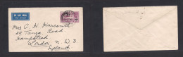 BURMA. 1936 (28 Sept) Kulti - UK, London 7 1/c A Ovptd Air Stationary Envelope. Fine. - Birma (...-1947)