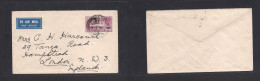 BURMA. 1936 (28 Sept) Kulti - UK, London 7 1/c A Ovptd Air Stationary Envelope. Fine. - Burma (...-1947)