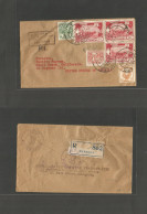 BURMA. 1950 (15 June) Rangoon - USA, CAL, Shell Beach (June 21) Registered Air Multifkd Env. Lovely Usage. - Birmanie (...-1947)