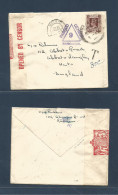 BURMA. 1939 (8 Nov) Maymyo - UK, Hunts. Single Fkd Env + Taxed + Doble Censor + Special Due Cachet. Very Scarce. - Birmania (...-1947)