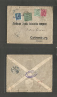 BURMA. 1922 (30 March) Basseih - Sweden, Gotheburg (26 April) India Stamps Fkd Env + Taxed "Bassein Due" Cachet - Arriva - Birmania (...-1947)