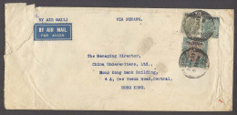 BURMA. 1937 (24 Sept). Rangoon - HK. Air Multifkd Env Via Penang. Ovptd Issue High Rate Better Dest. - Birmania (...-1947)