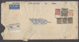 BURMA. 1938 (28 Jan). Rangoon, Merchant Street - HK (1 Feb). Reg Airmail Fkd Via Penang Ovptd Issue 14 Annas 7 Rupies. V - Burma (...-1947)