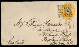 BURMA. 1880 (31 July). Mai Tair - UK. 4a / 9 Piaster Orange Stat Env. Manuscript Date + Cds. - Burma (...-1947)
