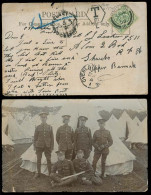 BURMA. 1909. UK / Bristol - Burma. Fkd PPC / Taxed + Mns Notation. Photo Military. Arrival Stwebo Cantan Ment. - Birmanie (...-1947)
