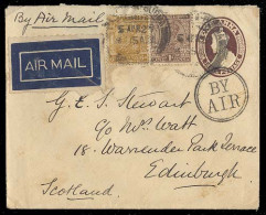 BURMA. 1929 (5 April). Burma - Scotland. Stat Env + Adtl. Airmail + Cachet. - Burma (...-1947)