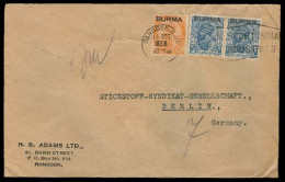 BURMA. 1938. Rangoon - Germany. Fkd Env. - Burma (...-1947)