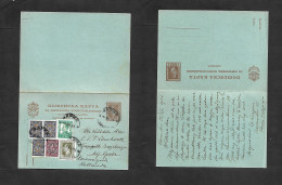 BULGARIA. 1931 (22 Dec) Varna - Netherlands, Kapelle. 1l Brown Doble Stat Card + 6 Adtls Used On Way Out. VF. - Altri & Non Classificati