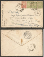BULGARIA. 1899 (21 July). Samokov - Germany, Marbourg (14 Aug). Retar Multifkd Env 25c Rate Bilingual Cds Cachet (31 Jul - Altri & Non Classificati