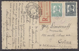 BULGARIA. 1936 (19 Dec). Kniajevc - USA / Covina / CA. Reg Fkd PPC + Tied R-label. VF + Scarce. - Altri & Non Classificati