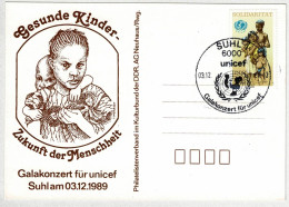 DDR 1989, Karte Galakonzert Für Unicef Suhl - UNICEF