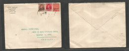 BAHRAIN. 1939 (3 June) GPO - Germany, Ilmenau. Tricolor Multifkd Envelope, Tied Cds. Two Kings Combination Usage, At 3 1 - Bahrein (1965-...)