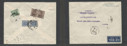 BAHRAIN. 1937 (14 Apr) GPO - Germany, Radebeul. Air Reverse Multifkd Ovptd INDIA Issue Envelope, Tied Cds, At 9 1/2a Rat - Bahrein (1965-...)