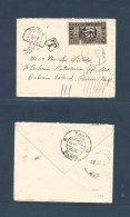 BAHRAIN. 1937 (15 Dec) Cairo, Egypt - Bahrein Island, Persian Suff (12 Dec) 15ms Fkd Env + Taxed + Arrival "BAHRAIN / DU - Bahrain (1965-...)