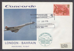 BAHRAIN. 1976 (21 Jan). Concorde Flight. London - Bahrain Inaugural Flight.same Day Arrival Cds On Black. - Bahrain (1965-...)