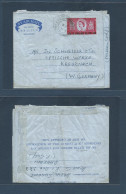 BAHRAIN. 1958 (30 March) GPO - West Germany, Kreuznach. QE II Airletter Sheet Overprinted + New Currency. Fine Used. Pro - Bahrain (1965-...)