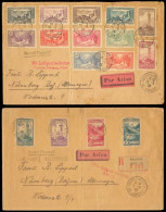 ANDORRA. 1933 (5 Ago). Andorra La Vieja A Alemania (7 Ago). Serie Paisaje En Dos Sobres Circulados Por Correo Certificad - Altri & Non Classificati