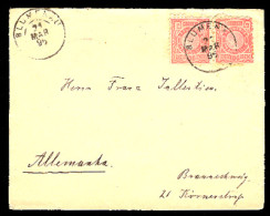 BRAZIL. 1895. Blumenau - Germany. Fkd Env 100rs Salmon Small Size Pair / Cds. V. Fine + Scarce Usage. - Otros & Sin Clasificación