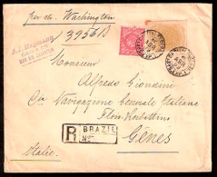 BRAZIL. 1893. RJ - Italy. Registr. Fkd. Mix Issues Env. - Otros & Sin Clasificación