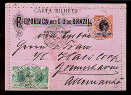 BRAZIL. 1898. Bahia / Exp. Tarde - 4ª / - Germany. Stat. Card + Adtls. VF. - Otros & Sin Clasificación