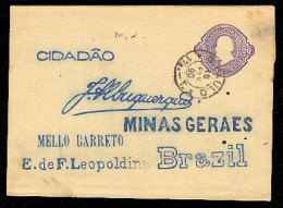 BRAZIL. 1890. ( 10 Feb). S. Paulo / Minas Geraes. Preprinted Return. 20d. Violet Stat Wrapper. - Otros & Sin Clasificación