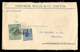 BRAZIL. C. 1898. Santos To Denmark. Front Registered. Scarce Stamps On Cover. SC 133, 170. - Otros & Sin Clasificación