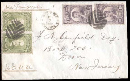 BOLIVIA. 1897 (Sept. 7), BOLIVIA - PERU - PANAMA - USA. Potosi To USA. Franked Envelope, Bearing 1897 1c Green Pair And  - Bolivie