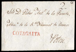BOLIVIA. C. 1800. Cotagaita To Potosi. Colonial Front With Red Straightline COTAGAITA (xxx). Superb. - Bolivie