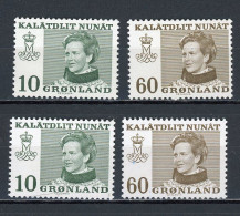 GROENLAND - MARGRETHE II - N° Yvert 72+73+72a+73a ** - Unused Stamps