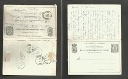 BELGIAN CONGO. 1892 (30 Aug) Equaterville - Belgium, Charleroi (24 Nov) Doble 15c Black EIC Stationary Card Long French  - Sonstige & Ohne Zuordnung