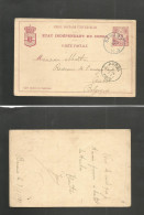 BELGIAN CONGO. 1889 (7 May) EIC. Banana - Belgium, Aubel (2 June) 15c Red Stat Card, Black Cds. Fine Early Usage With Te - Sonstige & Ohne Zuordnung