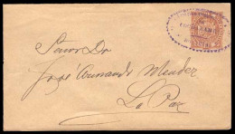 BOLIVIA. 1904. Cochabamba. Floral Oval Violet. Stationery Envelope. VF. - Bolivie