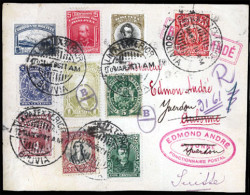 BOLIVIA. 1919. Registered Envelope To France. "Massive" Franking. Amazing!  VF. - Bolivie