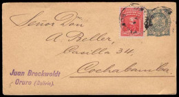 BOLIVIA. 5cts Stationery Envelope + Adtl. Oruro / Cochabamba. VF. - Bolivie