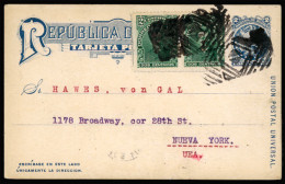 BOLIVIA. 1912. Stationery Card + Additional To New York. Fancy Cancel. - Bolivie