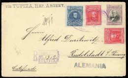 BOLIVIA. 1904. Registered Usage Of 20c Violet On Yellow Postal Stationery Envelope Used To Germany And Up-rated With 190 - Bolivia