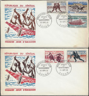 Sénégal 1961 Y&T 205 à 209 Sur FDC  Sports Et Divertissements. Luttes Africaines, Course De Pirogues, Courses De Chevaux - Hippisme